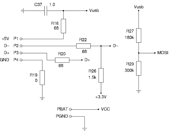 Resistor network for USB lines